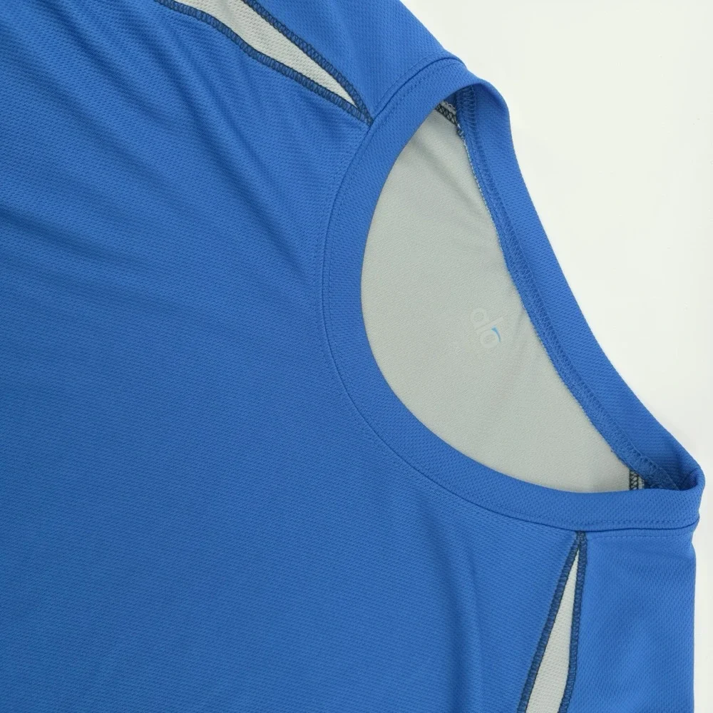 ALO Shirt Mens XXL Blue Gray Cool Fit Jersey Athletic Running Quick Dry